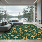 Golden Mushroom Fern Forest Harmony Rug