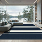 Classic Navy Ivory Horizontal Stripe Rug