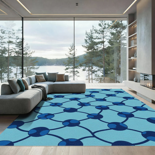 Blue Linked Circles Net Rug