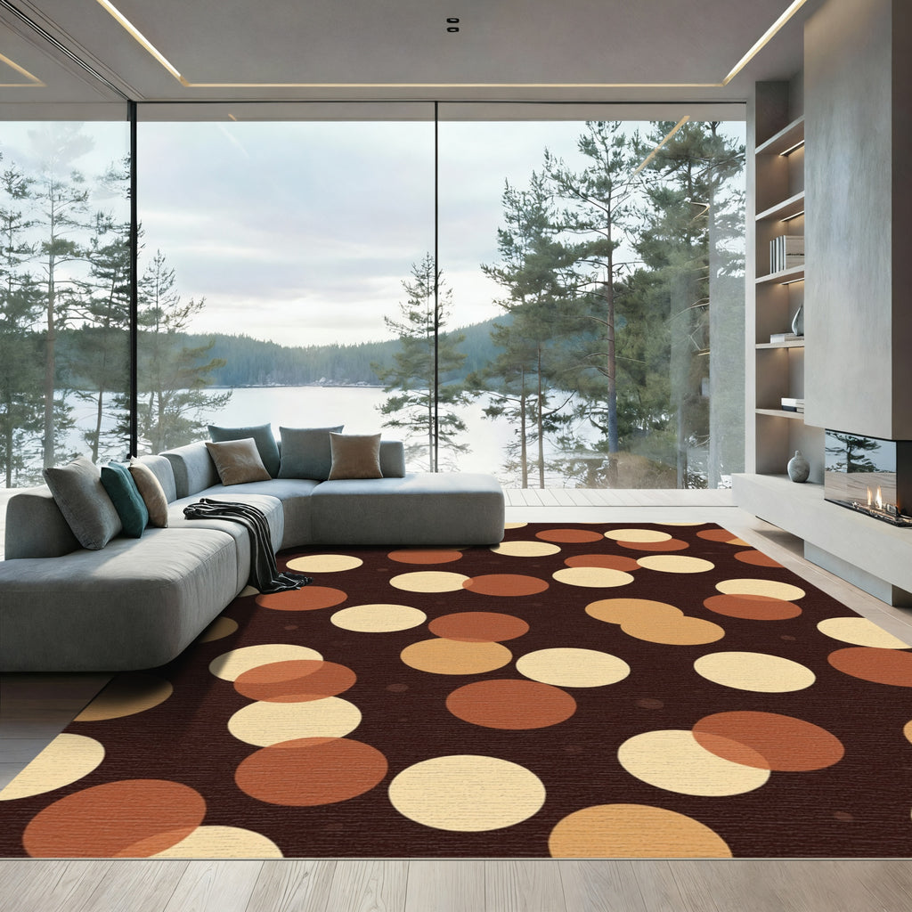 Brown Earthy Tone Gradient Circles Rug