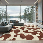 Brown Cream Abstract Blob Rorschach Rug