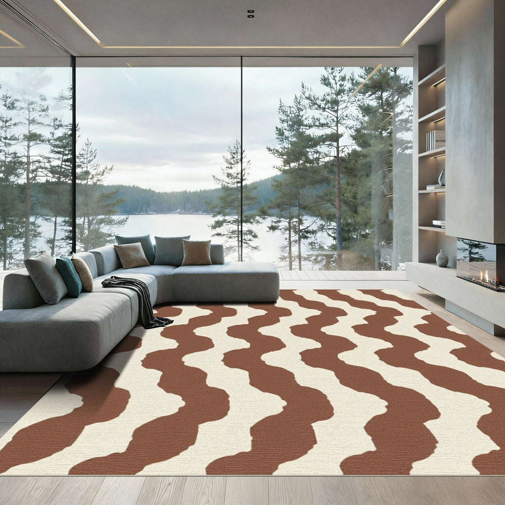 Brown Cream Organic Stripe Rug