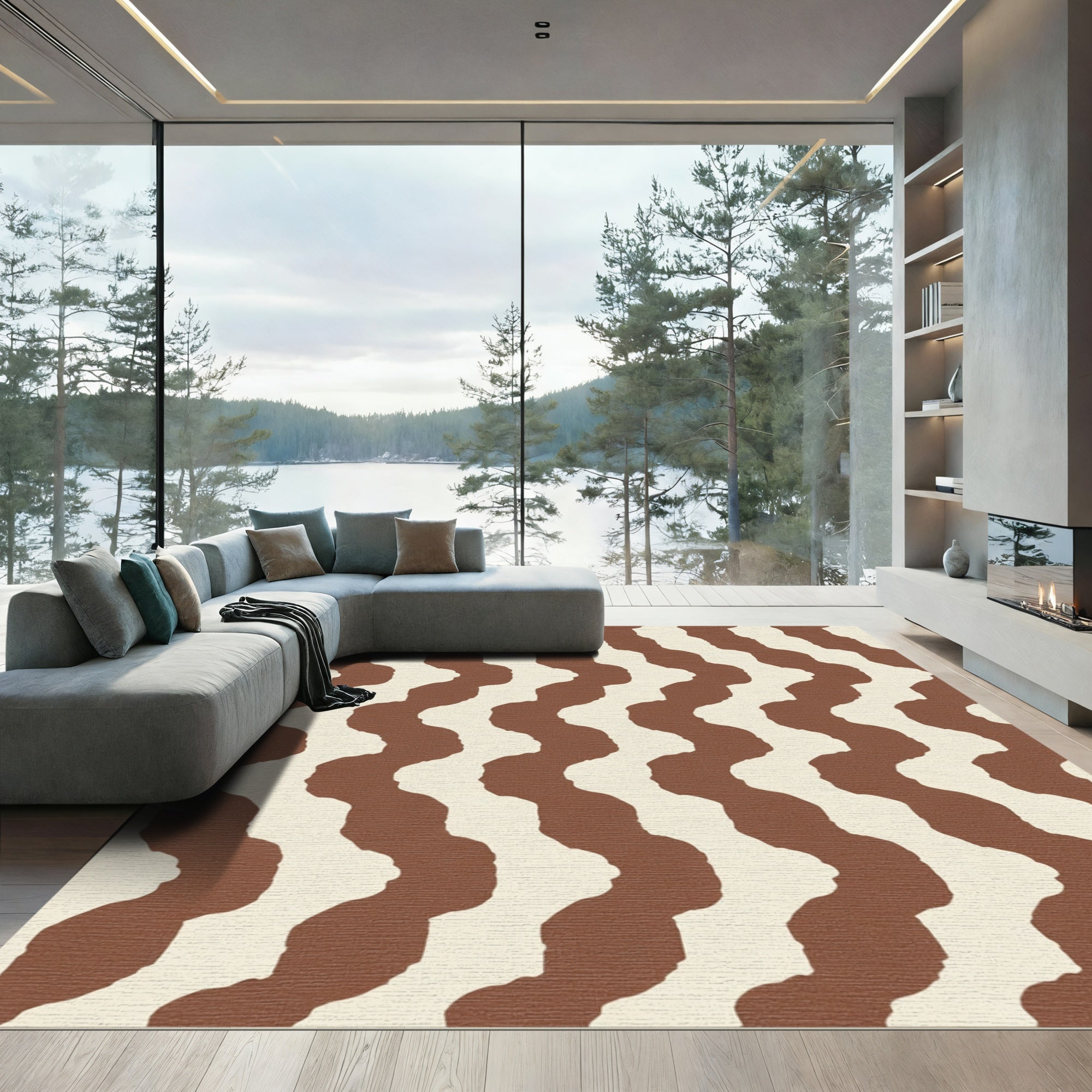 Brown Cream Organic Stripe Rug