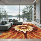 Retro Burst Sunburst Earthy Medallion Rug