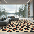 Bold Black Orange Leopard Spots Rug