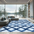 Deep Blue Lattice Overlay Rug