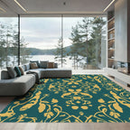 Rich Amber Floral Scroll Symmetrical Rug