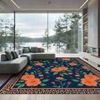 Orange Rose Garden Border Rug