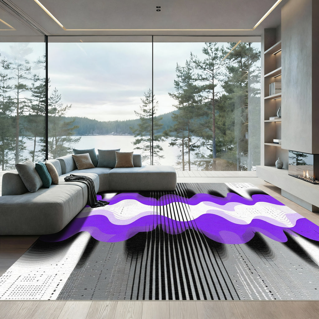 Radiant Violet Wavy Abstract Gradient Rug