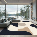 Organic Shapes Cream Navy Abstract Rug
