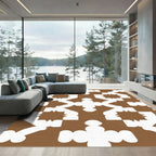 Brown And White Geometric Starburst Rug