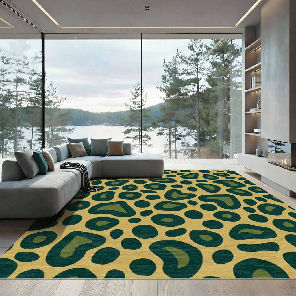 Golden Bronze Leopard Spots Rug