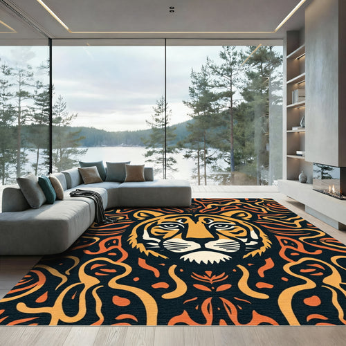 Bold Tiger Orange Swirls Rug