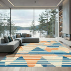 Abstract Chevron Blue Orange Geo Rug