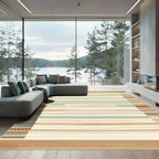 Earthy Neutral Stripes Geometric Edges Rug