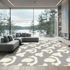 Cream And Gray Organic Shapes Rug