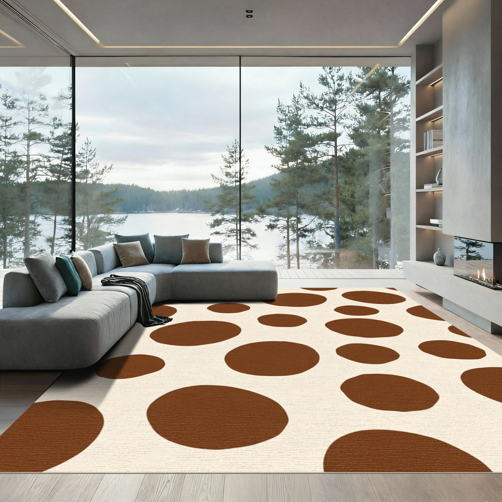 Brown Circles Abstract Composition Rug