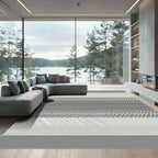 Gray and White Linear Stripe Rug