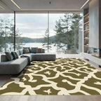 Olive Cream Vine Swirl Rug
