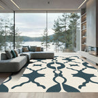 Deep Teal Arabesque Lattice Rug