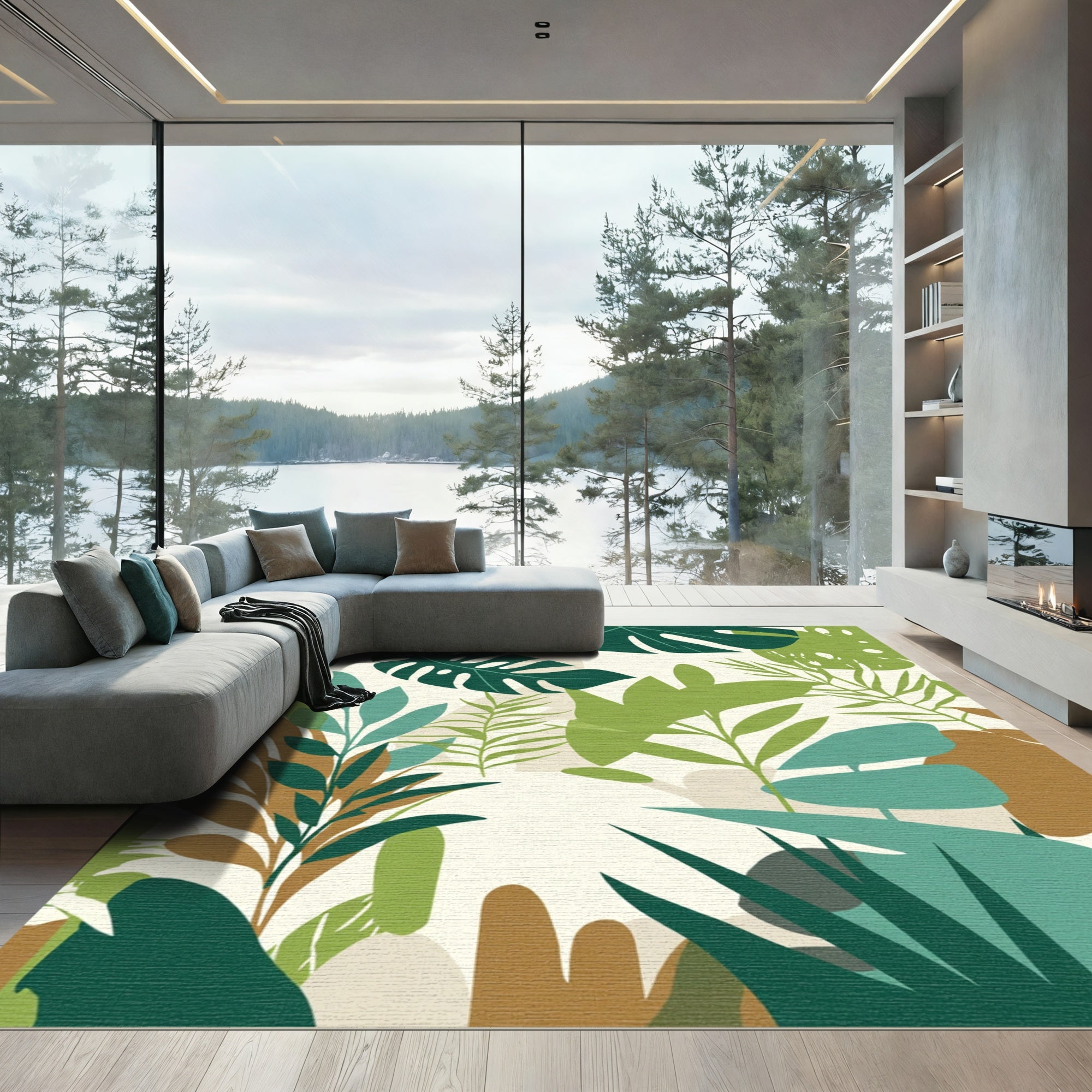 Tropical Leaf Abstract Blend Rug
