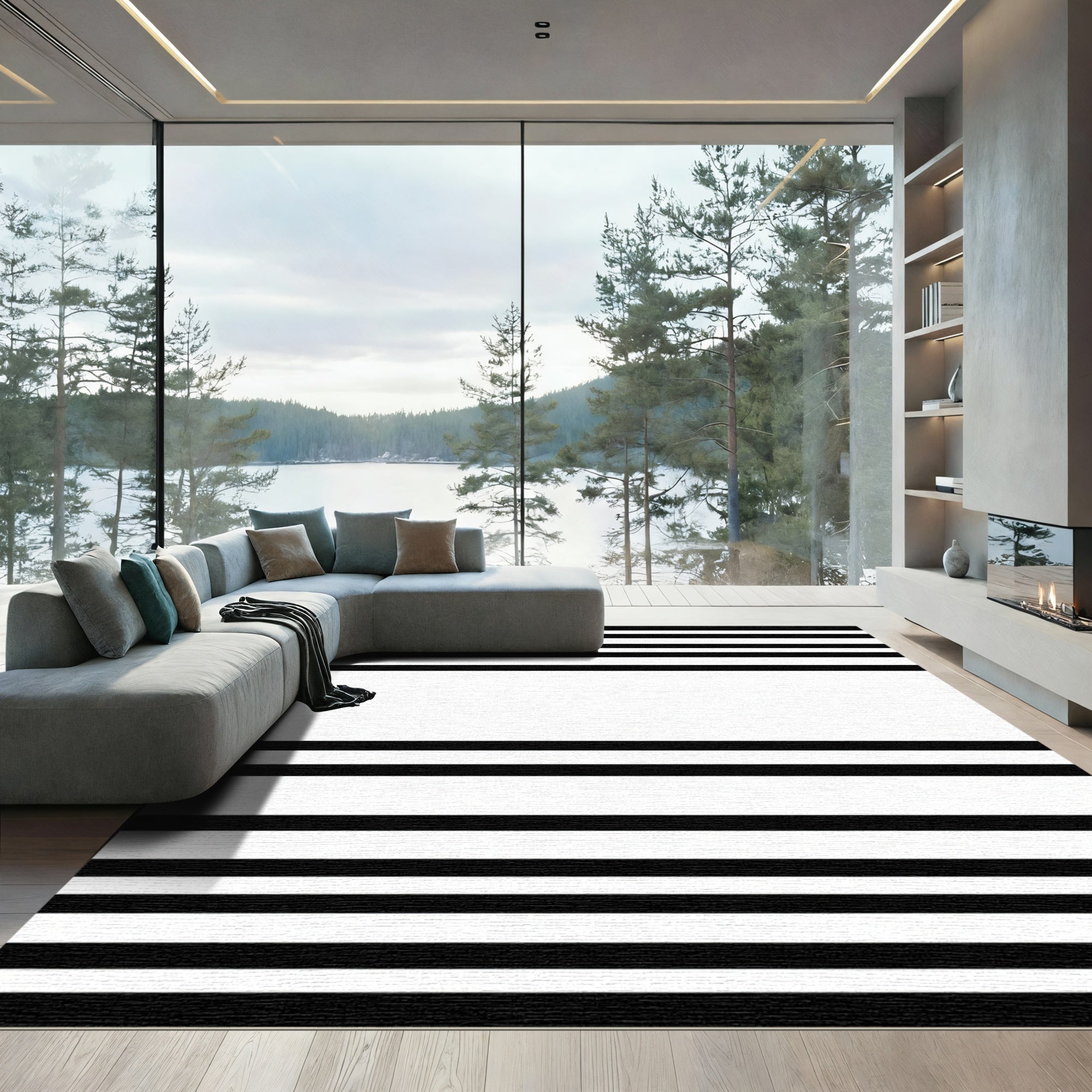 Monochromatic Horizontal Stripe Rug