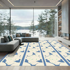 Blue Ivory Abstract Vine Silhouette Rug