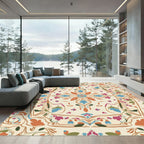 Floral Symmetrical Medallion Cream Rug