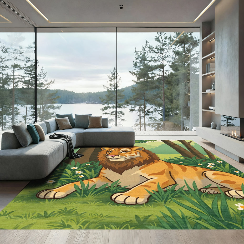 Majestic Golden Tiger Forest Meadow Rug