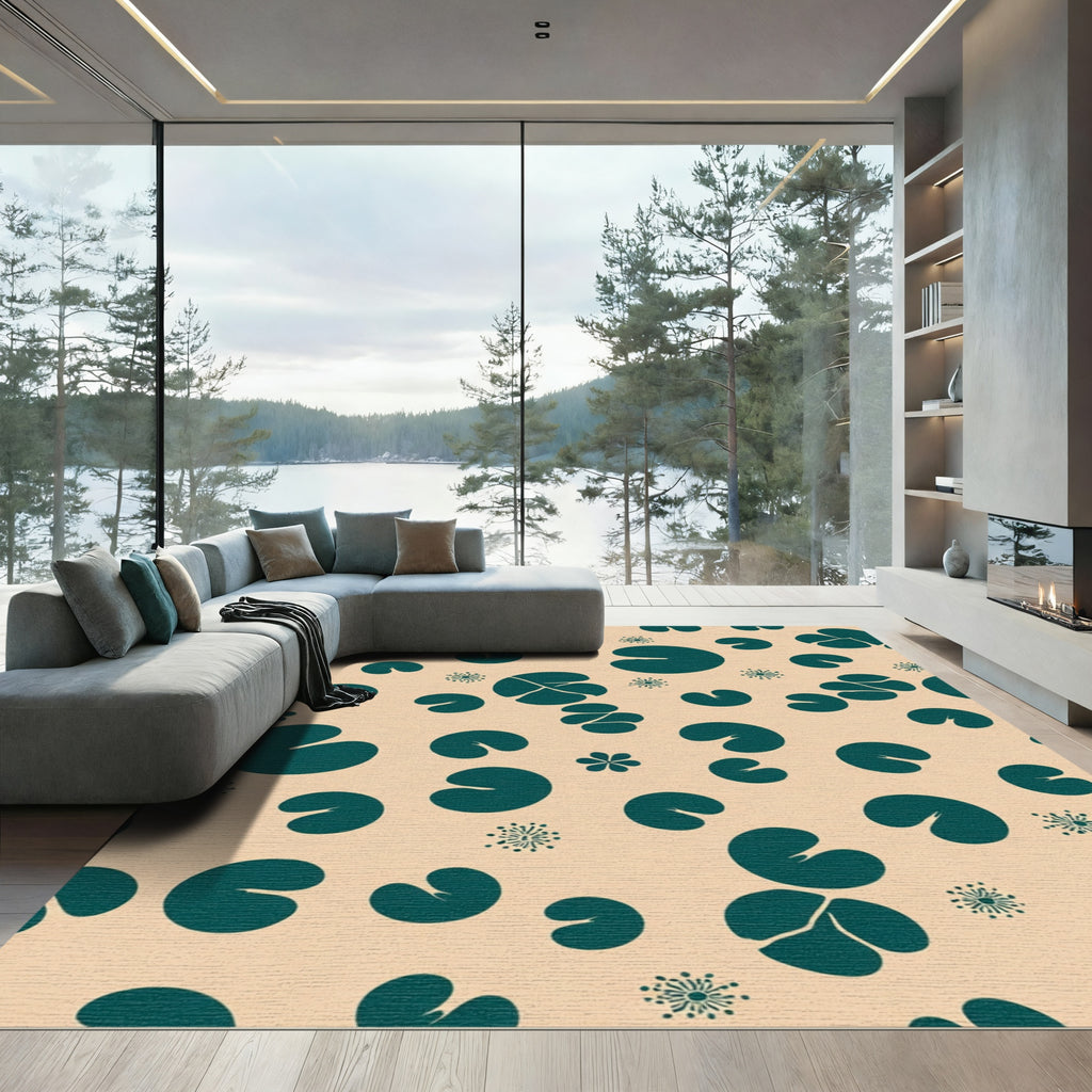 Teal Lily Pad Scattered Dot Rug