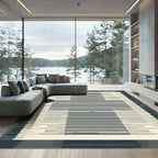 Geometric Glitch Monochrome Stripe Rug