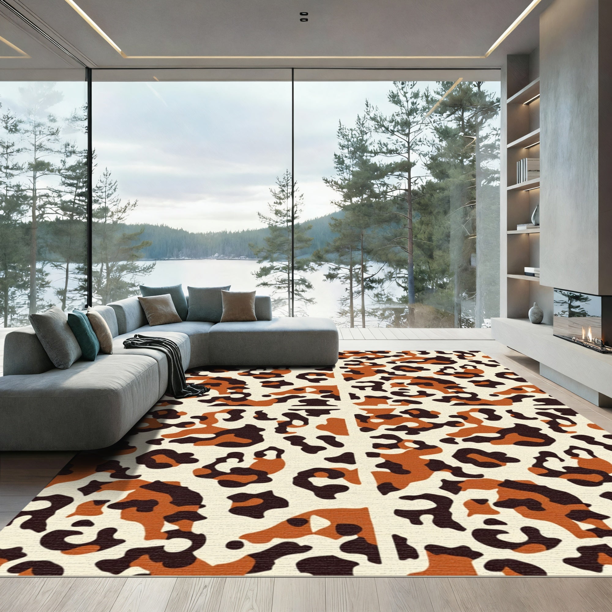 Classic Leopard Print Color Splash Rug