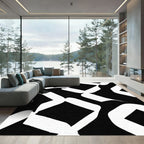 Monochrome Abstract Interlocking Shapes Rug