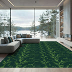 Deep Green Leafy Vine Stripe Rug