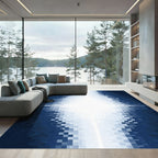 Abstract Blue White Pixel Gradation Rug
