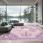 Enchanting Purple Unicorn Floral Frame Rug