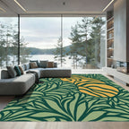 Tiger Amidst Lush Green Tropical Foliage Rug