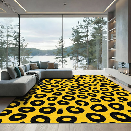 Bold Yellow Black Animal Spots Rug
