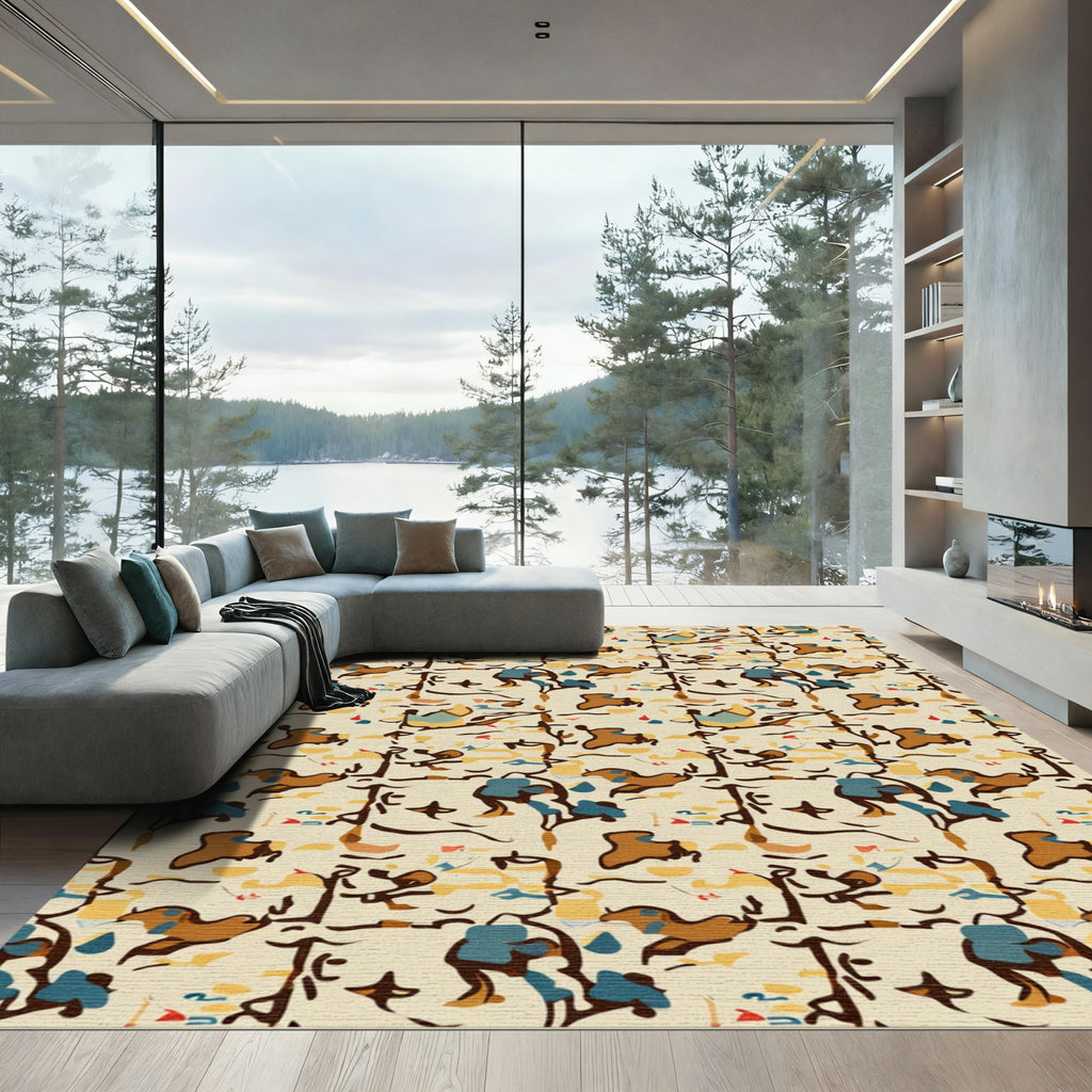 Eclectic Abstract Earthy Tone Shapes Rug