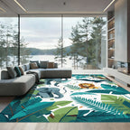 Jungle Animals And Tropical Leaves Rug