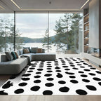 Black White Irregular Dots Composition Rug