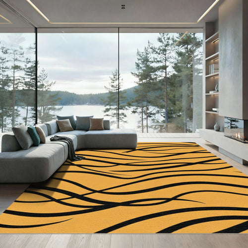 Bold Orange Black Tiger Stripes Rug