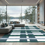 Emerald Teal Stripe Block Rug