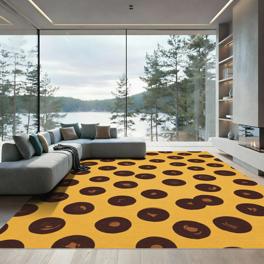 Brown Scattered Dots Amber Background Rug