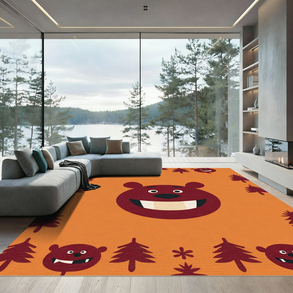Cheery Bear Forest Border Rug