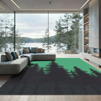 Dark Pine Forest Scene Rug
