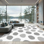 Soft Gray Abstract Dot Composition Rug