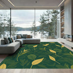 Emerald Forest Leaf Arrangement Rug