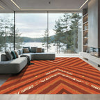 Terracotta Chevron With Intricate Golden Bands Rug