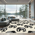 Bold Black Gray Elephant Repeat Rug
